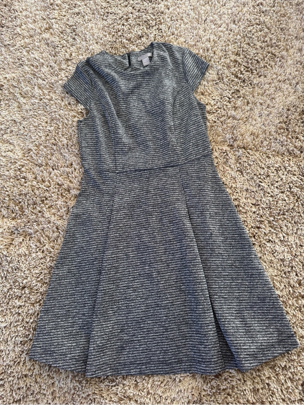 H&M Gray Textured Midi Dress
